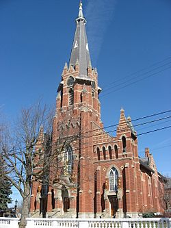 St. Michael's Catholic Church in Fort Loramie, front and eastern side.jpg