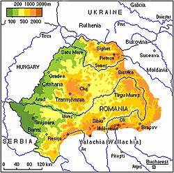 Mapa topográfico de Transilvania