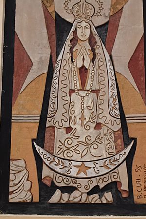 Archivo:"Virgen de Itatí". Detalle de uno de los murales de la fachada de la iglesia San Antonio de Padua, en la ciudad de San Antonio de Itatí, cabecera del departamento de Berón de Astrada