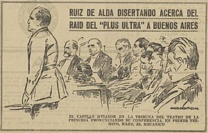 Archivo:1926-04-24, El Liberal, Ruiz de Alda disertando acerca del raid del ''Plus Ultra'' a Buenos Aires