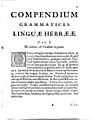 Baruch Spinoza, Compendium grammatices linguae hebraeae, first page