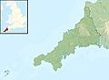 Cornwall UK relief location map