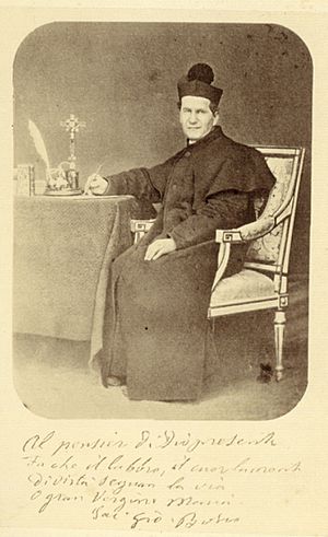 Archivo:Don Bosco scrittoe Torino 1865-68
