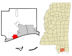 Harrison County Mississippi Incorporated and Unincorporated areas Long Beach Highlighted.svg