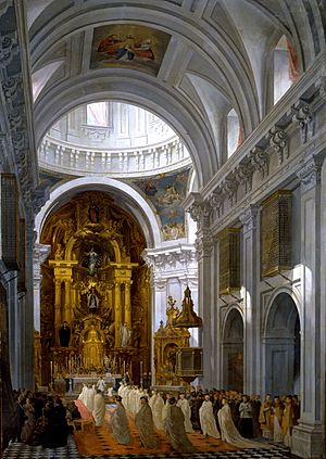 Archivo:Interior de la iglesia de las Calatravas de Madrid (Museo del Prado)