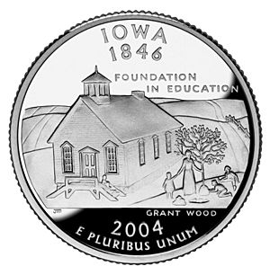 Archivo:Iowa quarter, reverse side, 2004