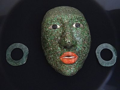 Jade Mask and Earrings - Archaeological Museum - Fort of San Miguel - Campeche - Mexico
