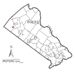 Map of Trumbauersville, Bucks County, Pennsylvania Highlighted.png