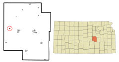 Marion County Kansas Incorporated and Unincorporated areas Lehigh Highlighted.svg