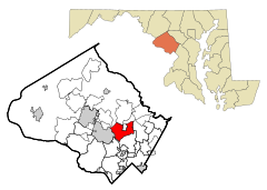 Montgomery County Maryland Incorporated and Unincorporated areas Aspen Hill Highlighted.svg
