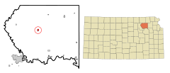 Pottawatomie County Kansas Incorporated and Unincorporated areas Westmoreland Highlighted.svg