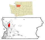 Snohomish County Washington Incorporated and Unincorporated areas North Marysville Highlighted.svg