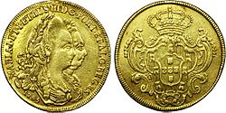 Archivo:4 escudos en or à l'effigie de Marie I et Pierre III, 1785