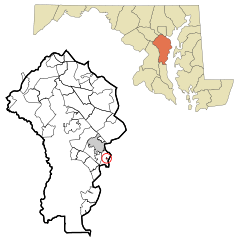 Anne Arundel County Maryland Incorporated and Unincorporated areas Highland Beach Highlighted.svg