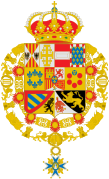Escudo de Armas de Juan de Borbón con Toisón y Orden de Carlos III león gules