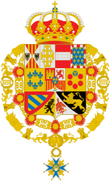 Archivo:Escudo de Armas de Juan de Borbón con Toisón y Orden de Carlos III león gules