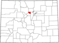 Map of Colorado highlighting Gilpin County