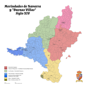Archivo:Navarra - Mapa de Merindades-y-Buenas-Villas (siglo XIV)