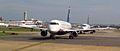 Planes line up for takeoff at Ronald Reagan Washington National Airport