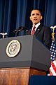 President Barack Obama speaking on the military intervention in Libya at the National Defense University 11