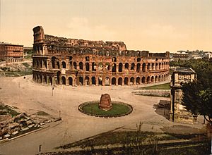 Archivo:The Colisuem and Meta Sudans, Rome, Italy-LCCN2001700939