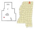 Tippah County Mississippi Incorporated and Unincorporated areas Blue Mountain Highlighted