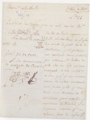 Archivo:Una de las actas originales de La Convención de Santa Coloma ( año 1812)