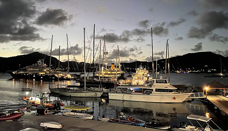 Antigua and Barbuda, English Harbour (28), marina by evening