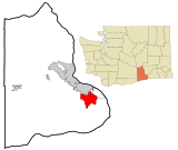 Benton County Washington Incorporated and Unincorporated areas Highland Highlighted.svg