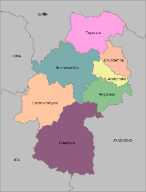 Archivo:División política y límites de Huancavelica