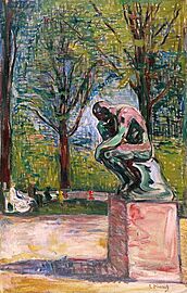 Edvard Munch, Le Penseur de Rodin dans le parc du Docteur Linde à Lübeck, 1907 