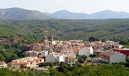 Vista de Navajas desde la Vía verde de Ojos Negros