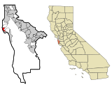 San Mateo County California Incorporated and Unincorporated areas Moss Beach Highlighted.svg