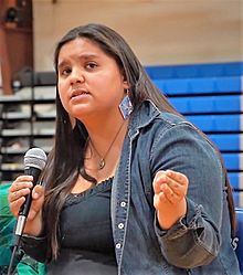 Tokata Iron Eyes at Lakota People’s Law Project climate change forum.jpg