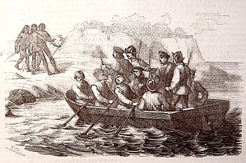 Archivo:Vida y viajes de Cristobal Colón, 1851 Enviando a tierra un bote por agua a Higuey provincia oriental de Española (3820338748)