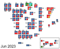 Cartogram of the Spanish Senate election, 2023-06