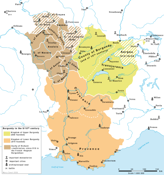 Karte Hoch und Niederburgund EN