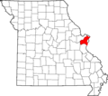 Map of Missouri highlighting Saint Louis County