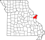 Map of Missouri highlighting Saint Louis County.svg