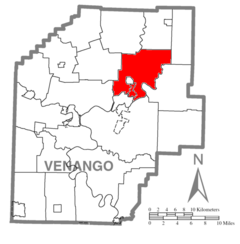 Map of Venango County Pennsylvania Highlighting Cornplanter Township.PNG