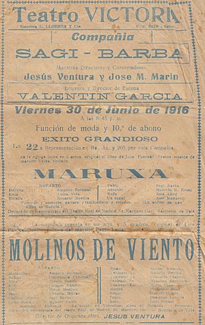 Archivo:Primera tiple Amparo Boronat. Cartel de la compañía Sagi-Barba en el Teatro Victoria de Buenos Aires (Argentina). 30 de junio de 1916