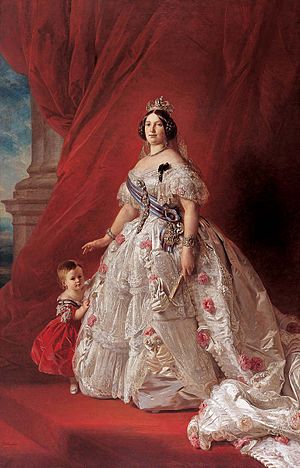 Archivo:Queen Isabella II of Spain by Franz Xaver Winterhalter, 1852