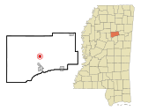 Webster County Mississippi Incorporated and Unincorporated areas Walthall Highlighted.svg