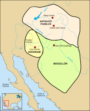 Archivo:Culturas Hohokam, Antiguos, y Mogollón hacia 1350 d.C.