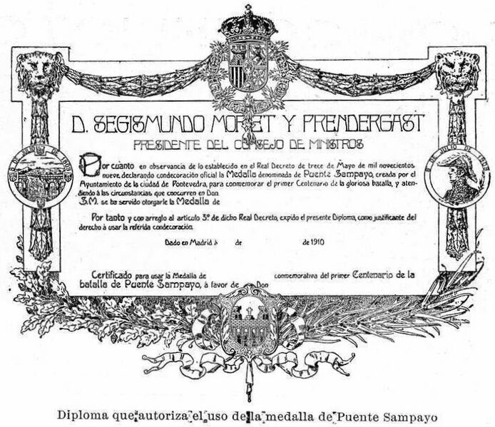 Diploma centenario batalla Pontesampaio