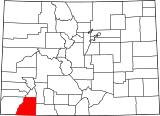 Map of Colorado highlighting La Plata County.svg