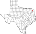 Map of Texas highlighting Morris County