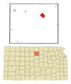 Mitchell County Kansas Incorporated and Unincorporated areas Beloit Highlighted