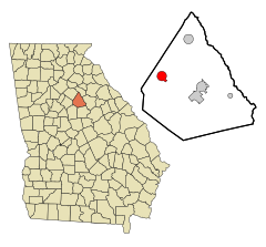 Morgan County Georgia Incorporated and Unincorporated areas Rutledge Highlighted.svg