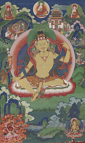 Archivo:Bhutanese painted thanka of Guru Nyima Ozer, late 19th century, Do Khachu Gonpa, Chukka, Bhutan